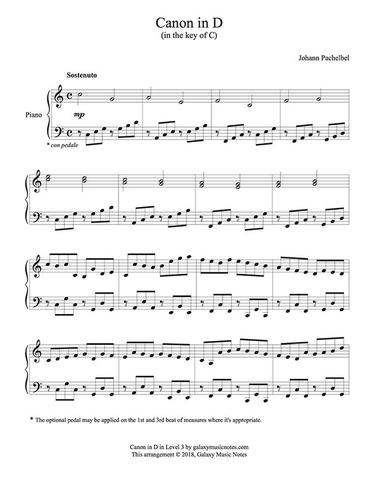 Canon in d piano sheet music advanced
